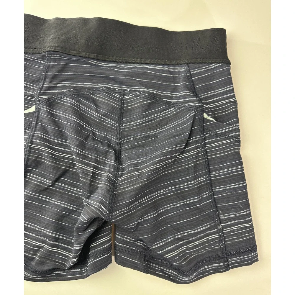Lululemon What The Sport Short Stripe Pockets Run Stretch Blue Black Size 2 - Picture 12 of 15